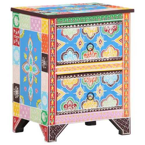 Hand Painted Bedside Cabinet 40x30x50 cm Solid Mango Wood
