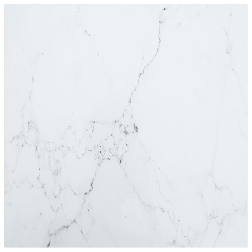 Table Top White 50x50 cm 6 mm Tempered Glass with Marble Design