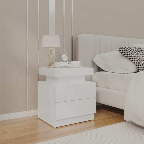 Bedside Cabinet High Gloss White 45x35x52 cm Chipboard