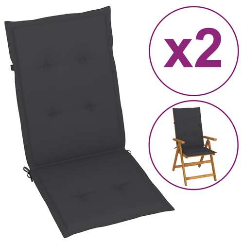 idaXL Garden Chair Cushions 2 pcs Anthracite 120x50x4 cm