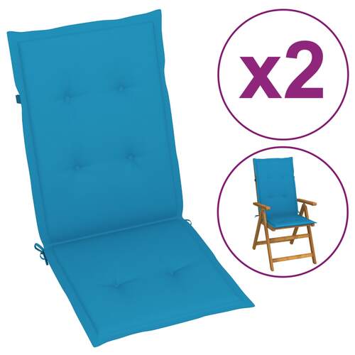 idaXL Garden Chair Cushions 2 pcs Blue 120x50x4 cm