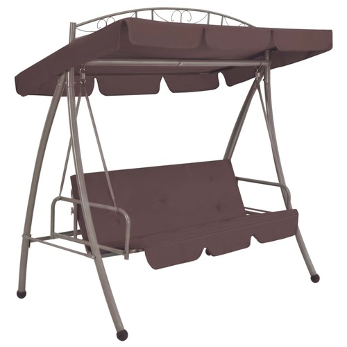 idaXL Outdoor Convertible Swing Bench with Canopy Coffee