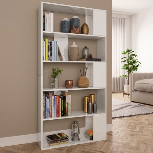 Book Cabinet/Room Divider High Gloss White 80x24x159cm Chipboard