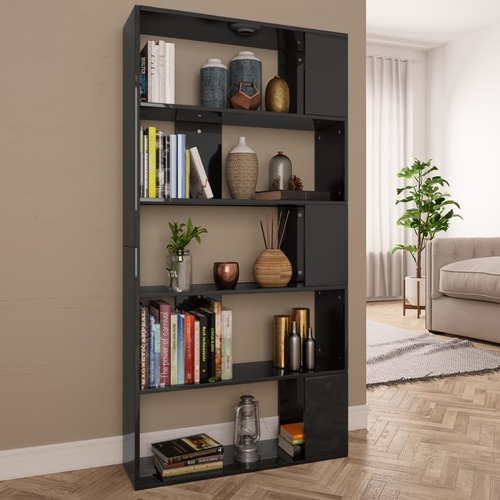 Book Cabinet/Room Divider High Gloss Black 80x24x159 cm Chipboard