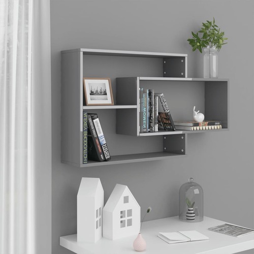Wall Shelves High Gloss Grey 104x20x58.5 cm Chipboard