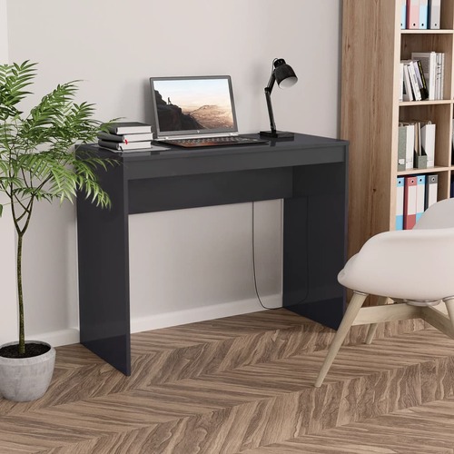 Desk High Gloss Grey 35.4"x15.7"x28.3" Chipboard