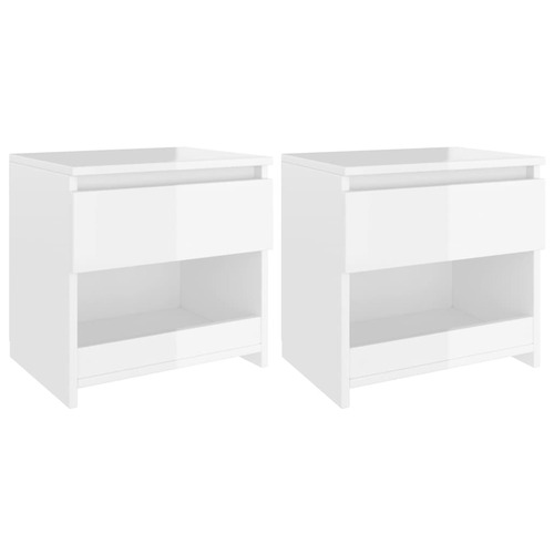 Bedside Cabinets 2 pcs High Gloss White 40x30x39 cm Chipboard