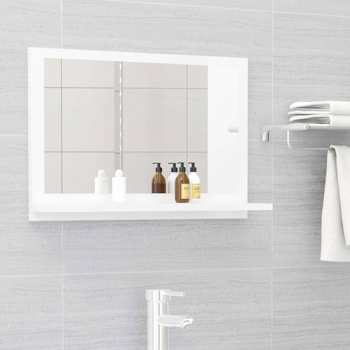Bathroom Mirror High Gloss White 60cm Chipboard