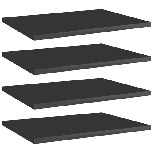 Bookshelf Boards 4 pcs High Gloss Black 40x30x1.5 cm Chipboard