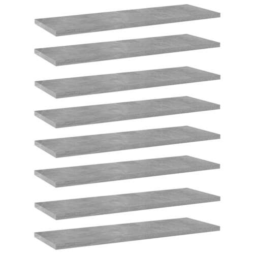 Bookshelf Boards 8 pcs Concrete Grey 60x20x1.5 cm Chipboard