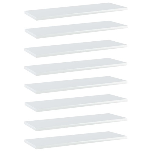 Bookshelf Boards 8 pcs High Gloss White 60x20x1.5 cm Chipboard