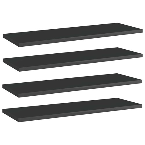 Bookshelf Boards 4 pcs High Gloss Black 60x20x1.5 cm Chipboard