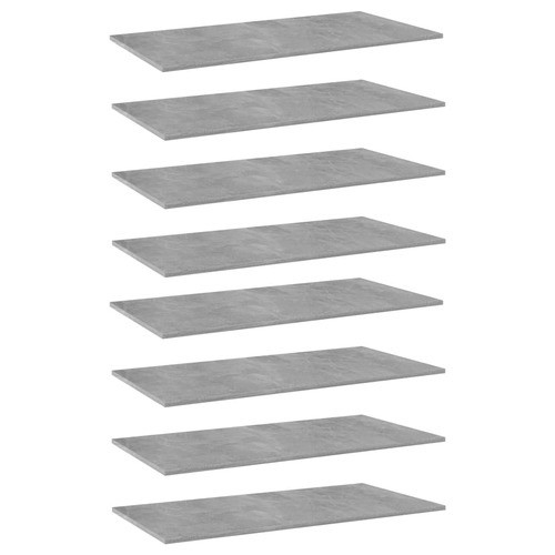 Bookshelf Boards 8 pcs Concrete Grey 80x20x1.5 cm Chipboard