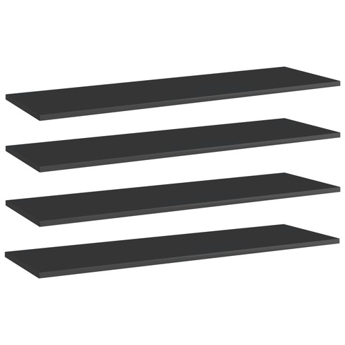Bookshelf Boards 4 pcs High Gloss Black 100x30x1.5 cm Chipboard