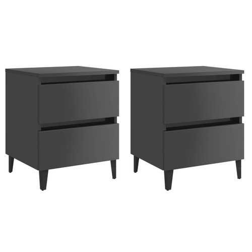 Bed Cabinets 2 pcs High Gloss Grey 40x35x50 cm Chipboard