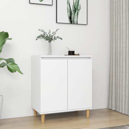 Sideboard with Solid Wood Legs White 60x35x70 cm Chipboard