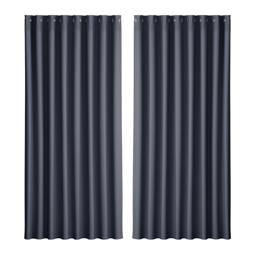 Artiss 2X Blockout Curtains Blackout Window Curtain Eyelet 300x230cm Charcoal