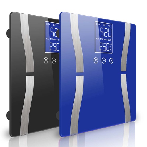 SOGA 2 x Digital Body Fat Scale Bathroom Scale Weight Gym Glass Water LCD Blue/Black