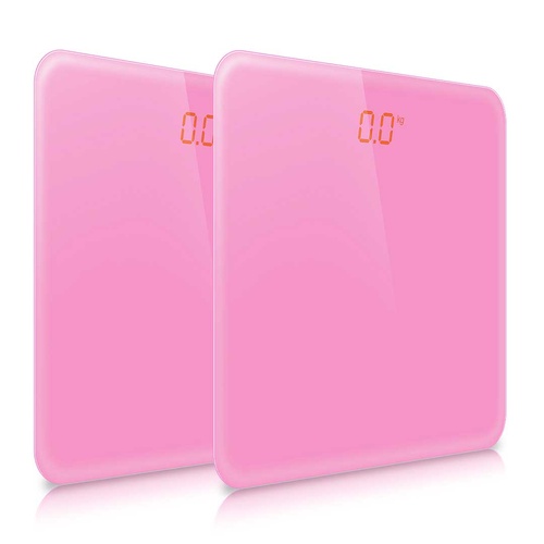 SOGA 2x 180kg Digital Fitness Bathroom Gym Body Glass LCD Electronic Scale Pink