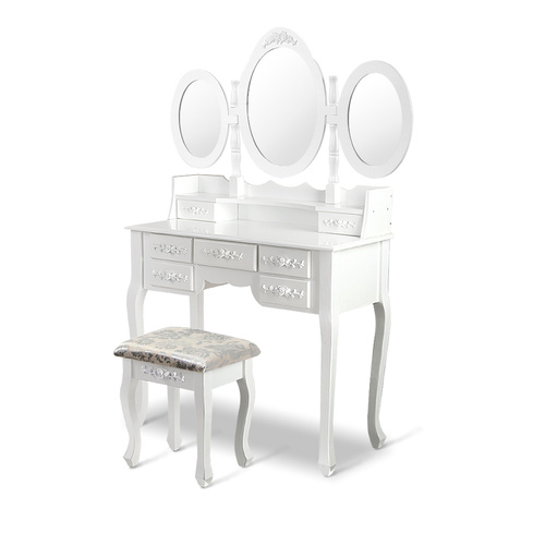 Artiss 7 Drawer Dressing Table with Mirror - White