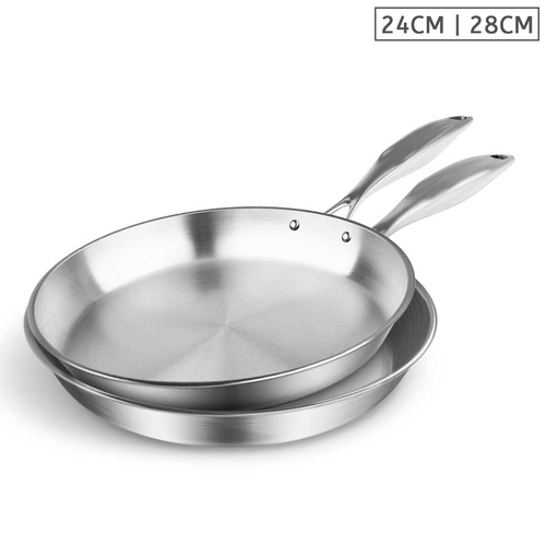 SOGA Stainless Steel Fry Pan 24cm 28cm Frying Pan Top Grade Induction Cooking