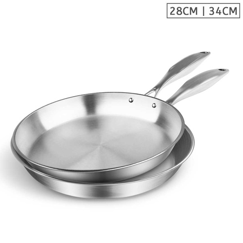 SOGA Stainless Steel Fry Pan 28cm 34cm Frying Pan Top Grade Induction Cooking