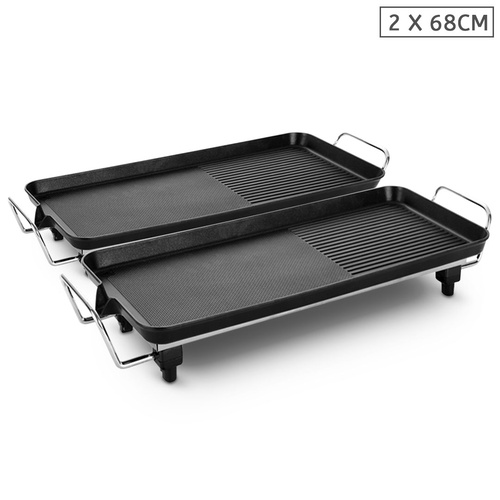 SOGA 2X 68cm Electric BBQ Grill Teppanyaki Plate Non-Stick Surface Hot Plate Kitchen 6-8 Person