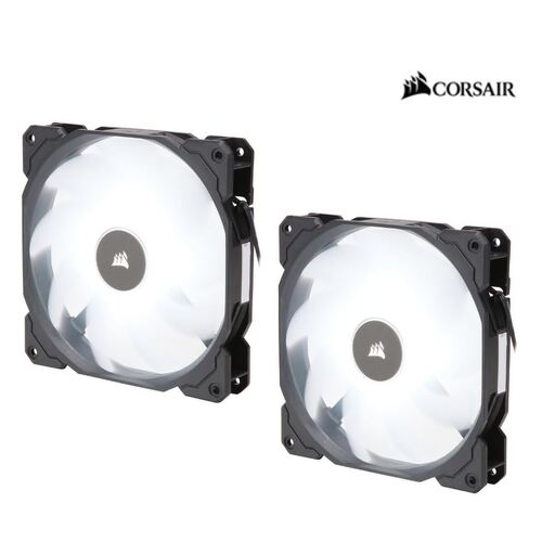 CORSAIR Air Flow 140mm Fan Low Noise Edition / White LED 3 PIN - Hydraulic Bearing, 1.43mm H2O. Superior cooling performance. TWIN Pack!