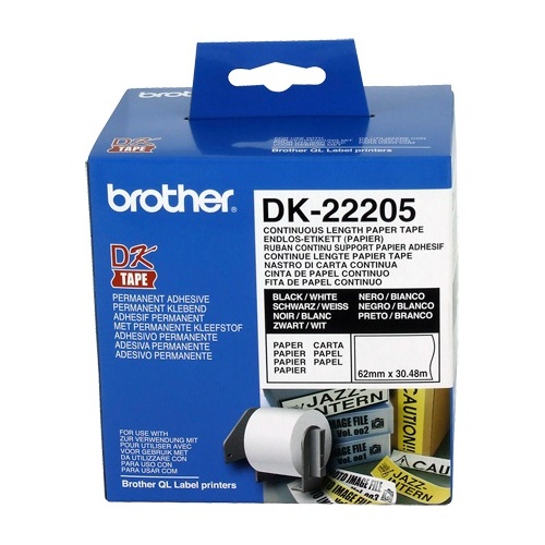 BROTHER White Continuous Paper Roll 62mmX30.48m