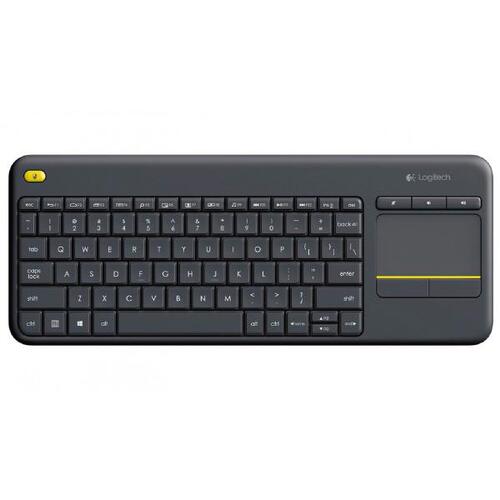Logitech Wireless Keyboard K400 Plus, Black, USB Receiver, Inbuilt Touch Pad Powered by 2xAA, included