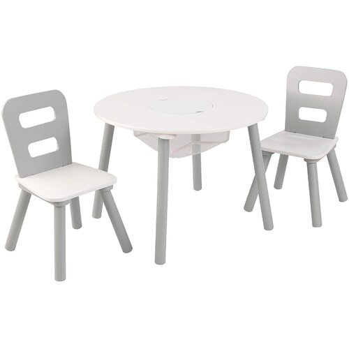 Round Table and 2 Chair Set for kids (Gray)