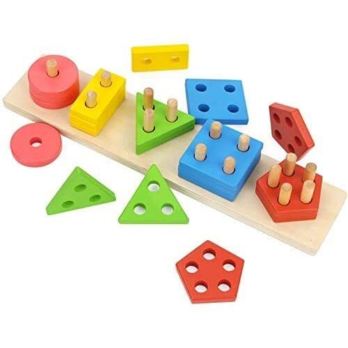 Wooden Educational Preschool Blocks Puzzle for 3 to 5 Year Old Kids Toys
