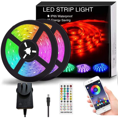 12M LED Strip Lights Rope Light for Bedroom and Home (5050 Lights Strip App with Remote Control)