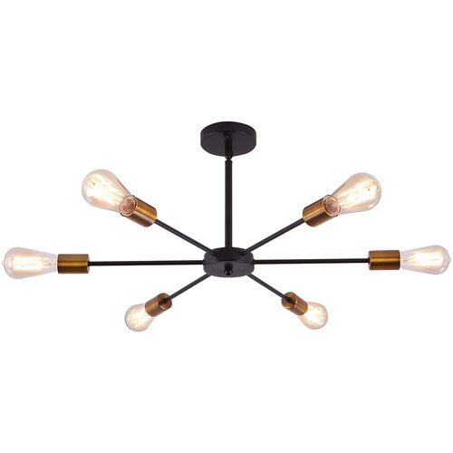 Modern Sputnik Chandelier Black Gold E27 Bulbs