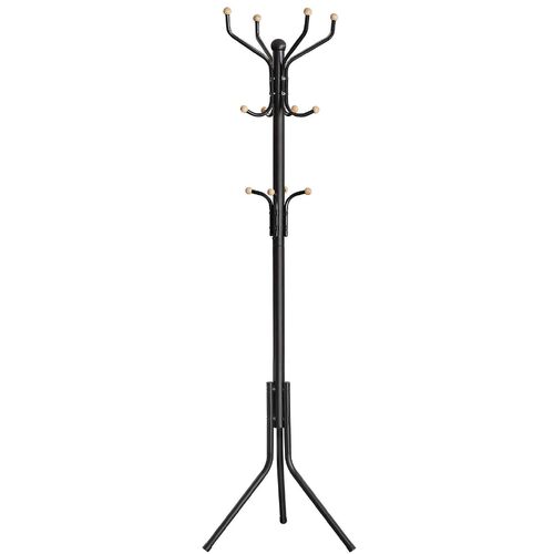 Metal Coat Rack Stand Hat Hanger, Black, 182cm