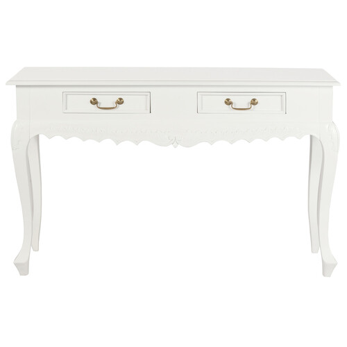 Seine 2 Drawer  Carved Sofa Table (White)