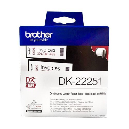 Brother DK22251 Continuous Length Paper Label Tape Red and Black - for use in Brother Printer