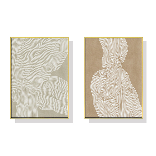 40cmx60cm Abstract Line 2 Sets Gold Frame Canvas Wall Art