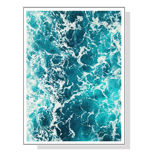 50cmx70cm Blue Ocean White Frame Canvas Wall Art