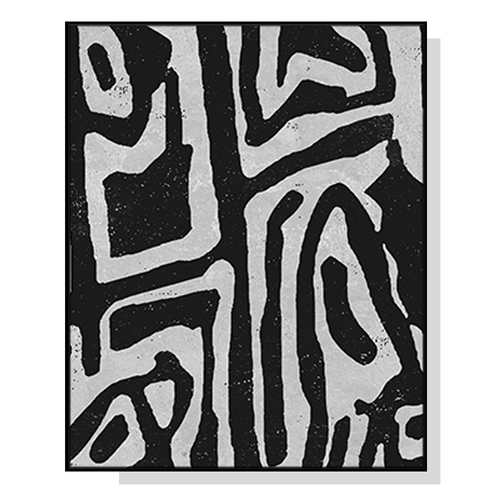 60cmx90cm Abstract Black Artwork Black Frame Canvas Wall Art