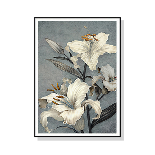 50cmx70cm Floral Lily II Black Frame Canvas Wall Art