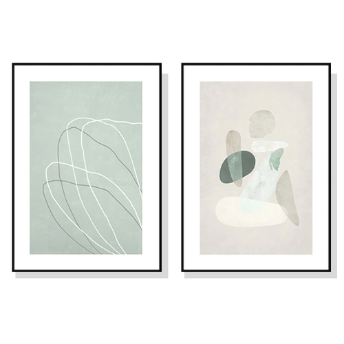 60cmx90cm Abstract body and lines 2 Sets Black Frame Canvas Wall Art