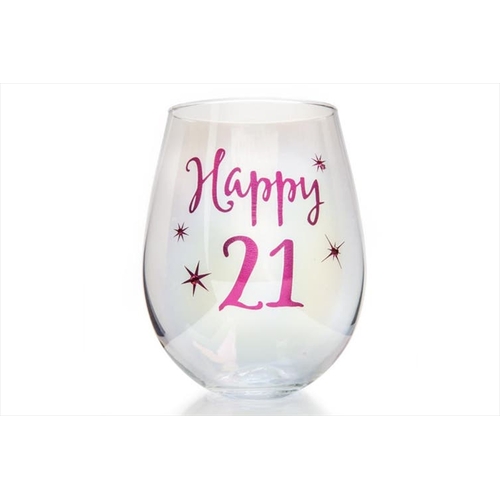 21st Birthday Irid Wine Glass