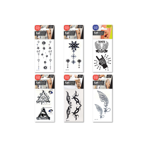 PRICE FOR 6 ASSORTED TEMPORARY TATTOO PARTY ROCK