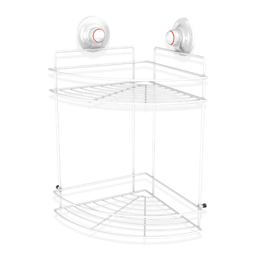 PowerLoc Double Corner Shelf Removable Suction Large - White