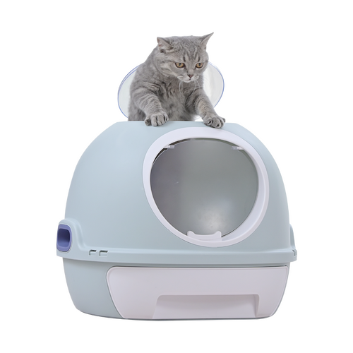 YES4PETS Hooded Cat Toilet Litter Box Tray House With Drawer & Scoop Blue