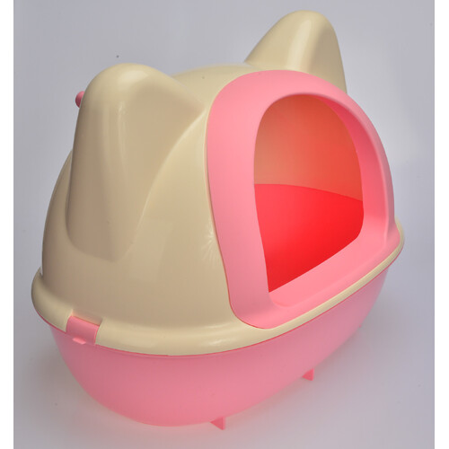 YES4PETS Large Hooded Cat Toilet Litter Box Tray House With Scoop Pink