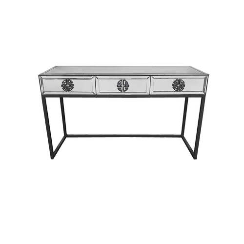 Athens Mirrored Console Table -Black