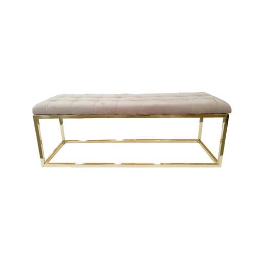 Holly Ottoman Gold Base - Beige Seat