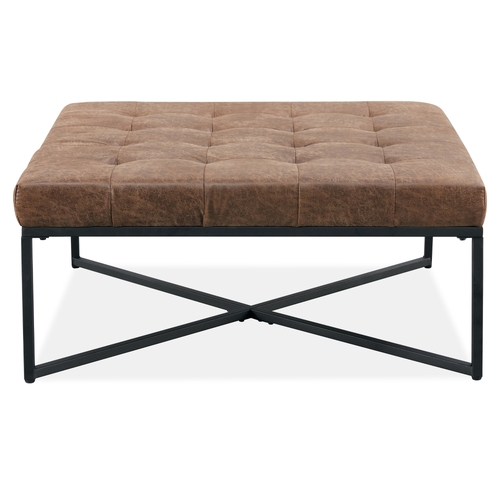 Chelsea Fabric Square Ottoman Footstool Bench Dark Brown
